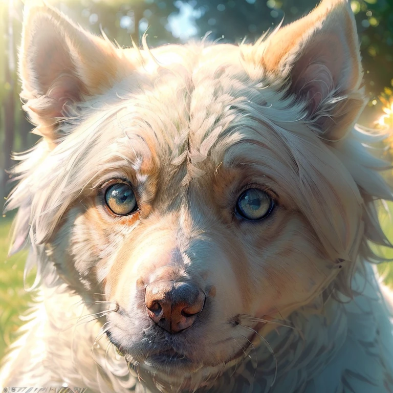 ((Top-quality dog photo: 1.2)), ((Realistic and photorealistic: 1.37)), ((Detailed: 1.5)), ((High resolution: 1.5)), ((HDR: 1.5)), ((Porous textured dog fur: 1.4)), ((Bright and sunlit scene: 1.5)), ((Natural eyes full of life: 1.5)), ((Good depth of field: 1.37)), ((Clear and sharp focus: 1.5)), ((Captivating expression: 1.5)),

A beautifully captured top-quality dog photo with a high level of realism and photorealism