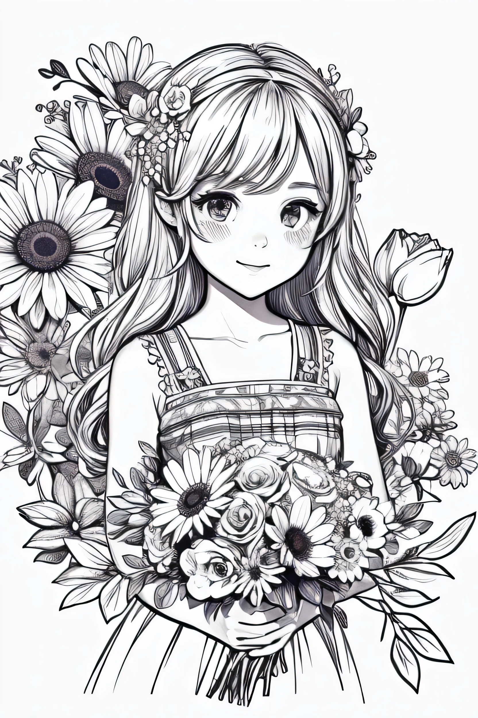 line drawing flowe cute