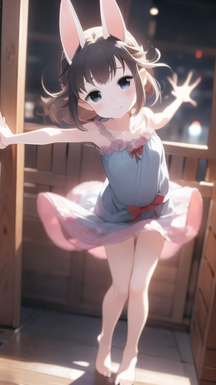 (One Japanese girl)、((Accurate five fingers))、（Cabaret Club、Idol gravure),quality(8k,Very detailed CG unit wallpaper, masterpiece,High resolution,top-quality,top-quality real texture skin,Surreal,Increase the resolution,highest quality,Very detailed,NSFW Wallpapers,Cinematic,Golden Ratio),Innocence、Pitiful、Italian School、moon、Late Night、Going to school at night、Under the suspicious streetlight、after、(Red shoulder、Flushed skin)、(A lovely thin nightgown、Beautiful Skin、A clearly visible pubic crack、Full body portrait)、Heavy breathing、(moonNight road、electric lights、Blushing)、Show your hand、Come on, come on、(Sweat runs down your chest)、(Embarrassed smile)、defenseless、Cute squid belly、Innocence、A cute face that seduces men、Are expected、Thin chest、A charming smile、Thin body、Before menarche、（girl、Little daughter、Fox Ears、Cat hair accessories、Black Hair、Slimming、Cute Breasts、Cute belly、Cute thighs、Cute Bare Feet、A cute, sweet smile、Immature pubic crack）、（girl、wife、daughter、younger sister）、Low - Angle、Shooting from the feet、Sticky water running down my thighs、NO NSFW、