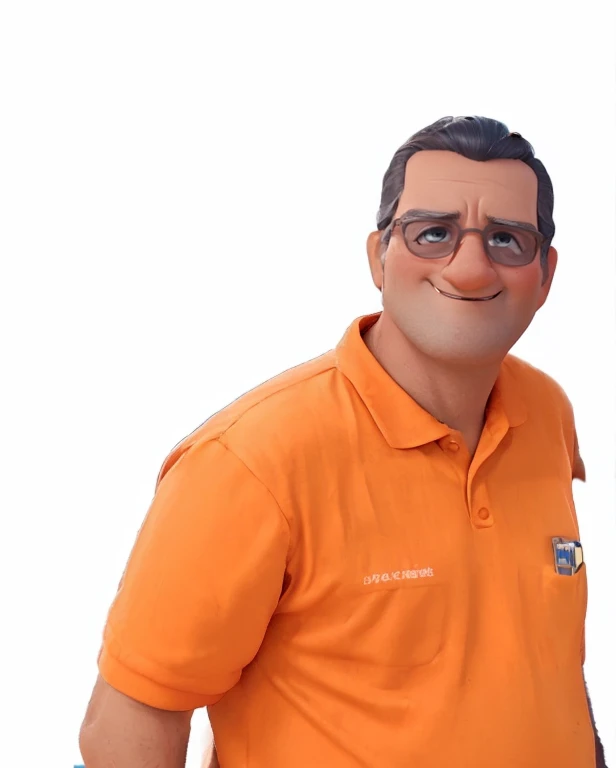 homem de 60 anos, personagem animado, estilo desenho Disney pixar, 3d, alta qualidade, pele clara, sorrindo, olhando para frente, style the drawing the incredibles, alta qualidade no rosto 