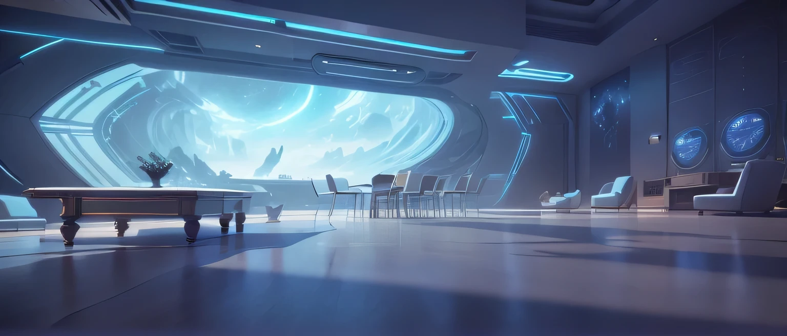 A dimly lit room,There is a pool table and a TV inside., Futurism room, gaming room in 2 0 4 0, Galaxy Theme Room, Dark mansion room, Interdimensional Villa, Futurism persian palace, A puzzle room, Futurism. Game CG, gaming room, Vaporwave Building, Futurism room background, Realistic room, retro Futurism apartment, VRay Beauty--Automatic--S2