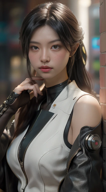 ((Best quality)), ((masterpiece)), (detailed:1.4), 3D, an image of a beautiful cyberpunk female,HDR (High Dynamic Range), Ray Tracing, NVIDIA RTX, Super-Resolution, Unreal 5, Subsurface scattering, PBR Texturing, Post-processing, Anisotropic Filtering, Depth-of-field, Maximum clarity and sharpness, Multi-layered textures, Albedo and Specular maps, Surface shading, Accurate simulation of light-material interaction, Perfect proportions, Octane Render, Two-tone lighting, Wide aperture, Low ISO, White balance, Rule of thirds, 8K RAW,