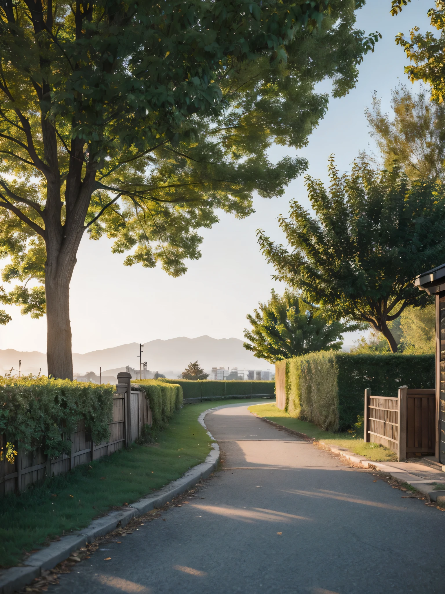 Outdoor community scene,Clean and simple,Soft Light,Morning