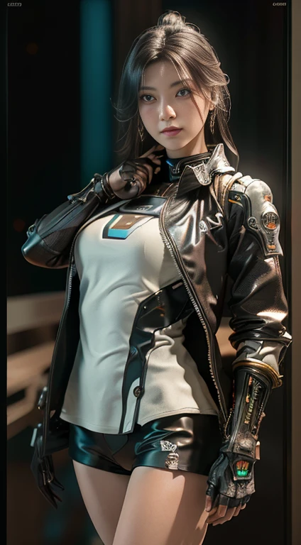 ((Best quality)), ((masterpiece)), (detailed:1.4), 3D, an image of a beautiful cyberpunk female, space background, cinematic lighting, HDR (High Dynamic Range), Ray Tracing, NVIDIA RTX, Super-Resolution, Unreal 5, Subsurface scattering, PBR Texturing, Post-processing, Anisotropic Filtering, Depth-of-field, Maximum clarity and sharpness, Multi-layered textures, Albedo and Specular maps, Surface shading, Accurate simulation of light-material interaction, Perfect proportions, Octane Render, Two-tone lighting, Wide aperture, Low ISO, White balance, Rule of thirds, 8K RAW,