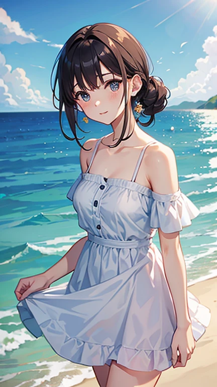 No Shoulder Dress、coastal、Beauty