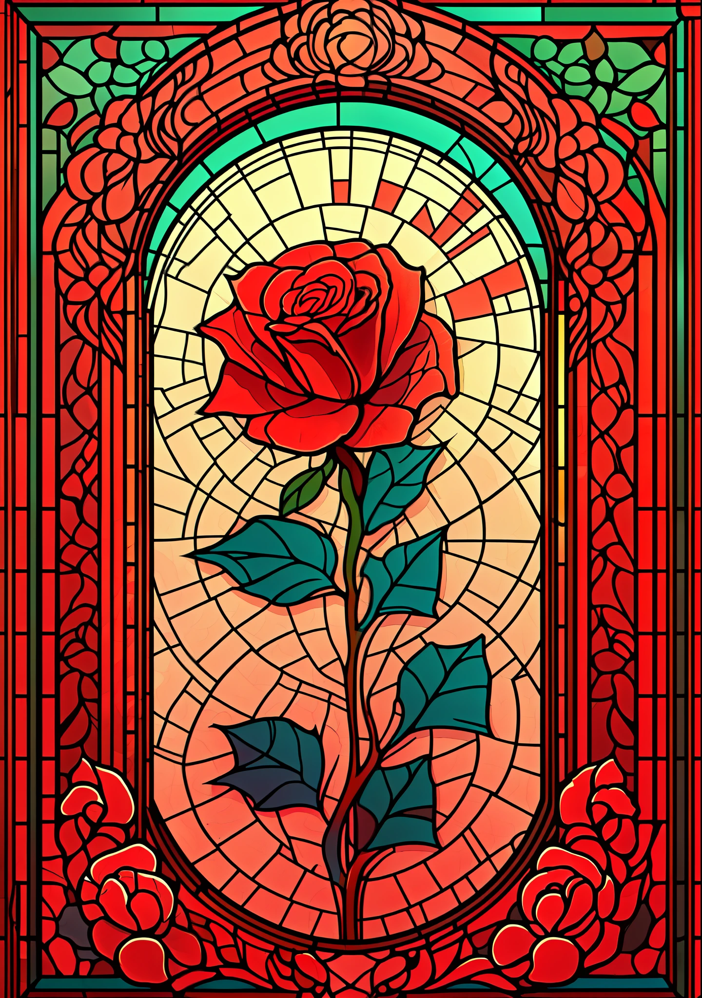 Red roses:1.2, floral pattern:2, frame:2