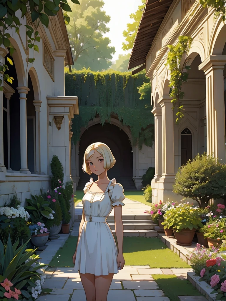 a girl from 1930, garden, palace
