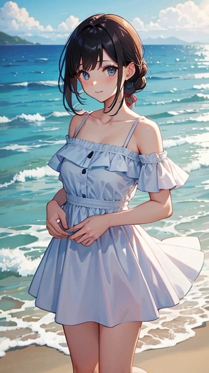No Shoulder Dress、coastal、Beauty