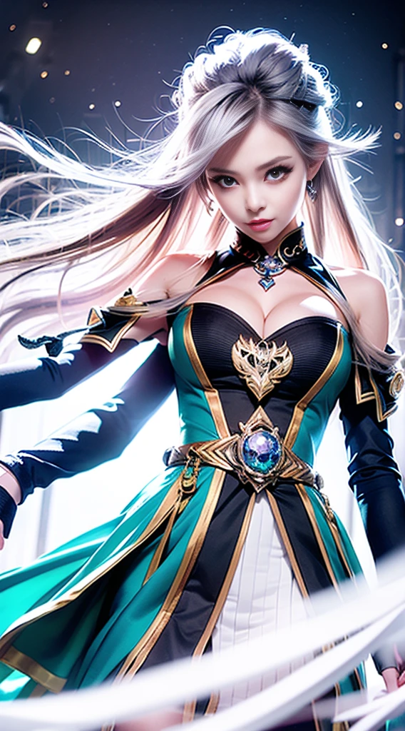 Silver hair, Emerald eyes, Warriors, High Warlock, Tattoos for women, high cheekbones, Strong expression, Angelic qualities