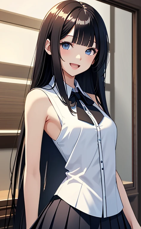 1girl,green eyes,purple semi-long hair,gigantic breast,seifuku,extremely detailed eyes and face,longeyelashes,beautiful detailed lips,masterpiece,ultra-detailed,realistic,HDR,UHD,studio lighting,vivid colors,high quality,best quality,4k,8k,highres,masterpiece:1.2,professional,concept art,blue background