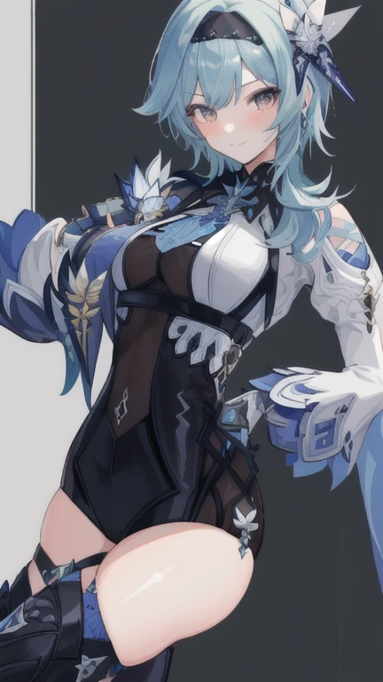 ((Masterpiece)), ((HD,)), ((aesthetic)), 《eula》, 《Genshin Impact》, cute face, blushing, smile, sexy pose, full body potrait, nice ass, nice breast, medium breast
