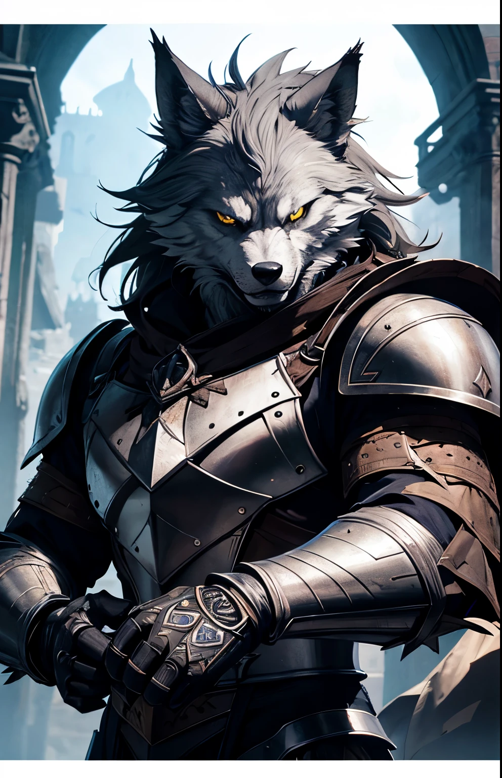 Wolfman, wolf king, armor, evil, medieval, detailed, cineatic lights, hd, ultra hd