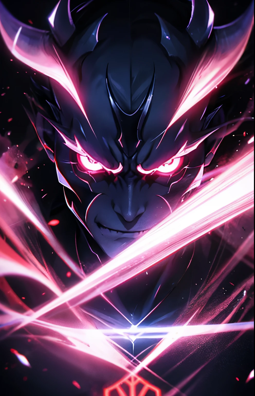 Demon, evil, looking at viewer, looking at camera, welcoming you, fantasy, detailed, cineatic lights, hd, ultra hd, light particles 