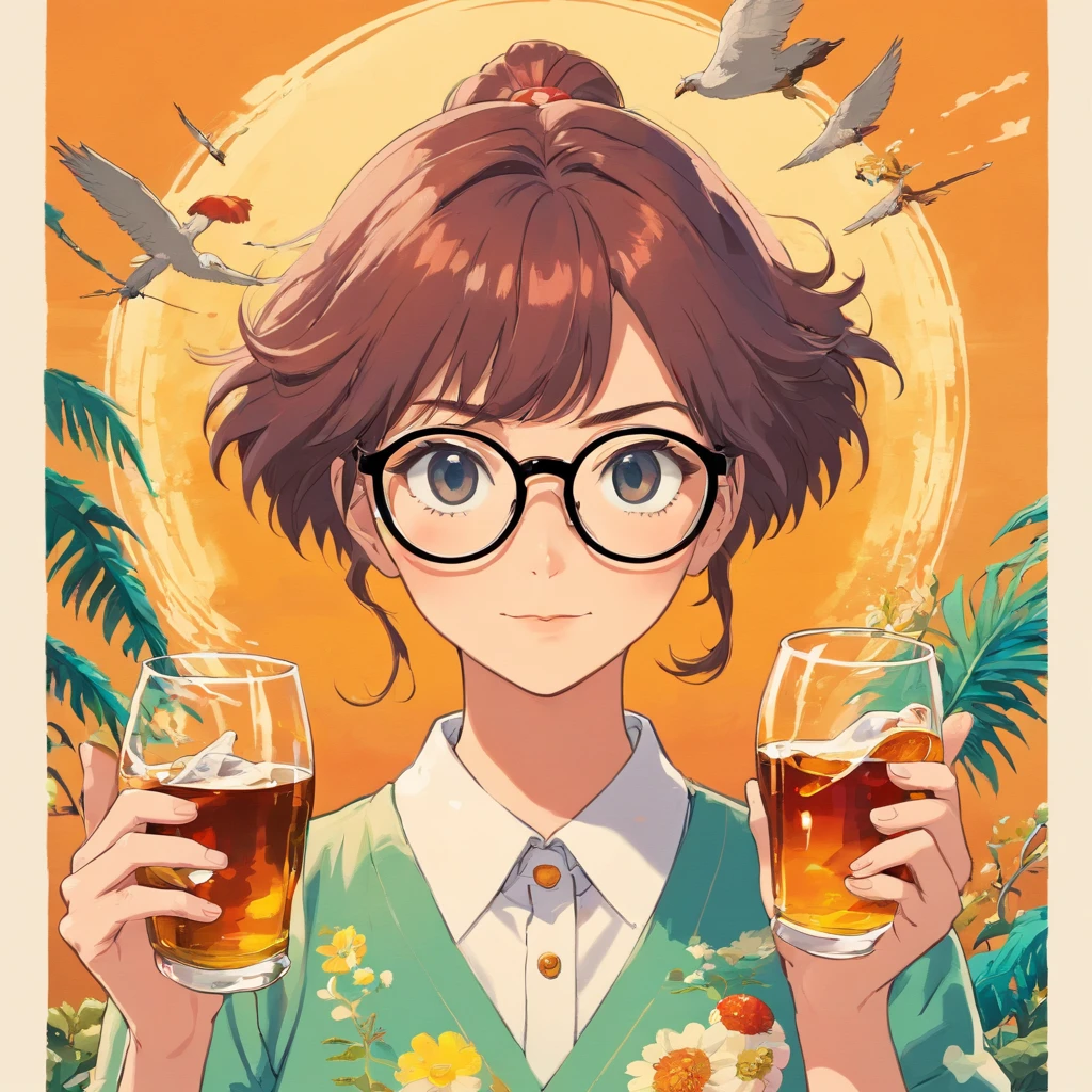 shirt woman Glasses liquor