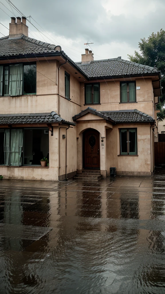 House with raining