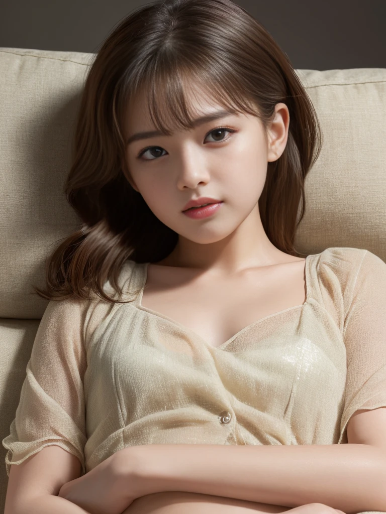 (highest quality:1.2),(8K:1.2),(masterpiece:1.2),(high resolution:1.2),(Crisp image quality:1.2),(Photorealistic:1.3),(Lying on one's back:1.2),Background is the bedroom,Business Costume,Huge breasts,Short Hair,Full Body Shot,A business uniform that emphasizes the shape of the breasts,(Ecstatic expression:1.2),Tempting Pose