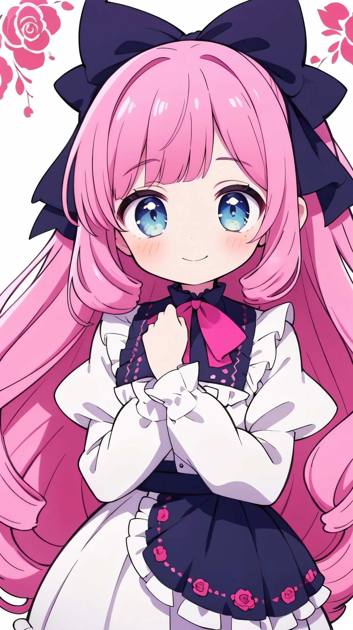masterpiece,最high quality,The best smile,Focus on the eyes,Rose pink hair_Twin Drill Tail,girl,Milky White ta Fashion,Pastel pink taste,ribbon,Frills,high quality,Beautiful graphics,Attention to detail