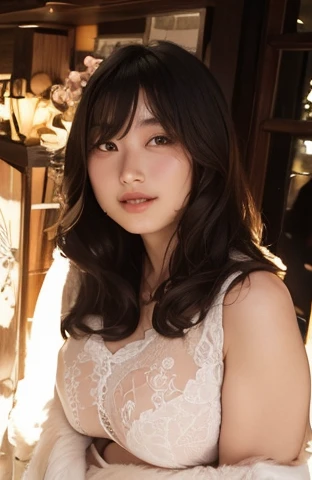 highest quality, Ultra-high resolution, Highly detailed skin, Physically Based Rendering, (((A round-faced Japanese woman in her 20s,She is supporting her chest with her arms and is not wearing underwear., Large Breasts, Nipples are also visible, from the front))),Beautiful background:1.2), ((Cleavage)), ((Showing Nipples)), (White swimsuit with a wide open chest) .(No chest pads)、(Fabric so thin that you can see through) (((The outline of the nipples clearly expresses the shape of the nipples..、Nipples)))、(Areola, (Realistic: 1.4),(Realistic), (front)(((Young Face))), (Written boundary depth), ((Nipples visible through clothing))