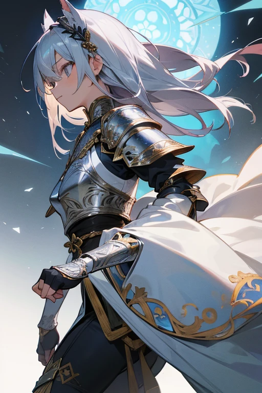Animal Teigen Armor, Intricate Design, Silver, silk,  8k.sharp、View audience、Absolutely strong、