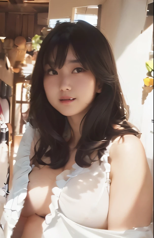 highest quality, Ultra-high resolution, Highly detailed skin, Physically Based Rendering, (((A round-faced Japanese woman in her 20s,She is supporting her chest with her arms and is not wearing underwear., Large Breasts, Nipples are also visible, from the front))),(Beautiful background:1.2), ((Cleavage)), ((Showing Nipples)), (White swimsuit with a wide open chest) .(((No chest pads)))、(Fabric so thin that you can see through) (((The outline of the nipples clearly expresses the shape of the nipples..、Nipples)))、(Areola, (Realistic: 1.4),(Realistic), (front)(((Young Face))), (Written boundary depth), (((Nipples visible through clothing)))