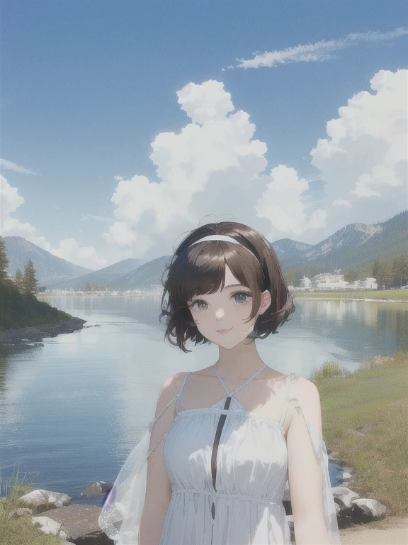 dark brown short hair,Headbands