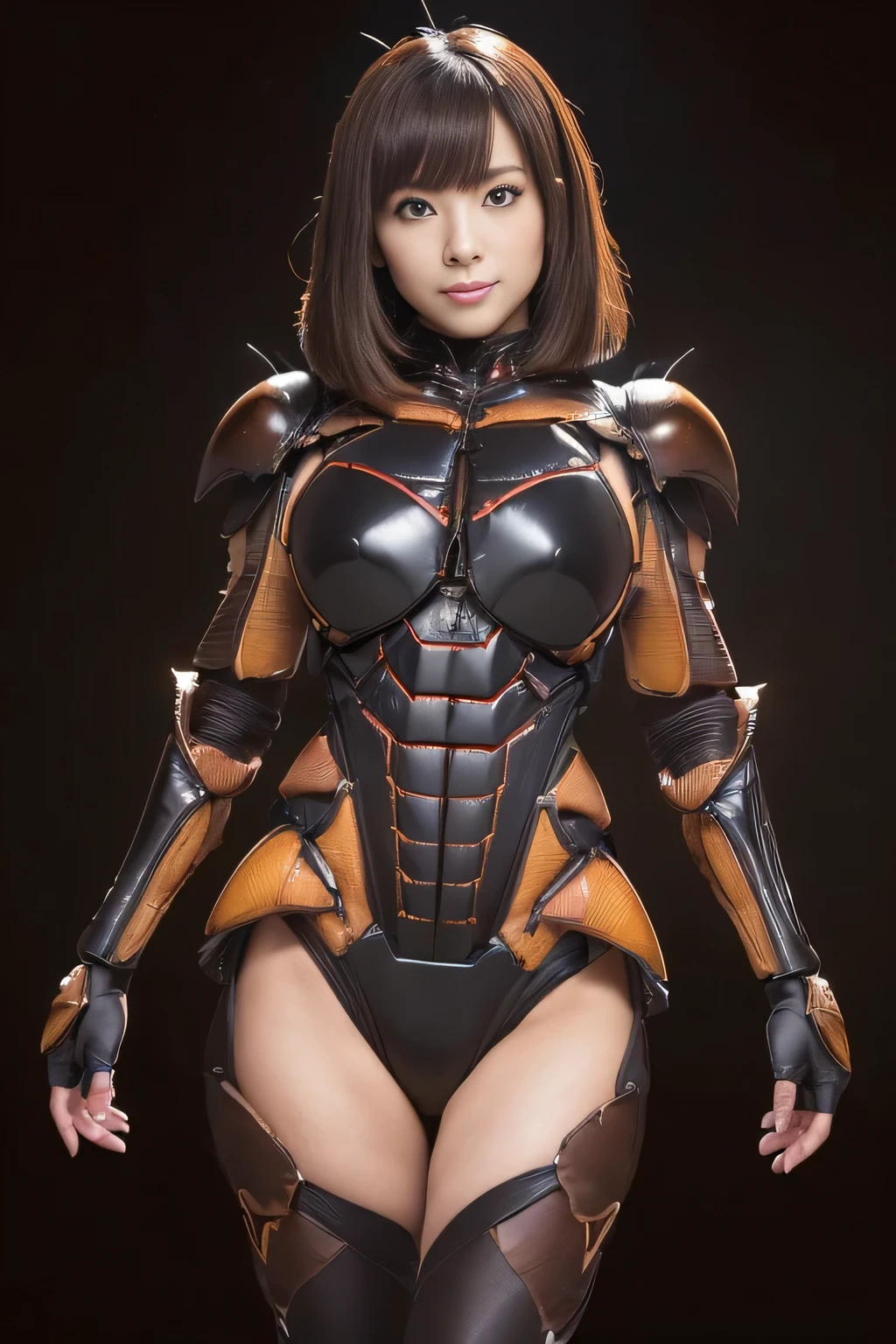 (high resolution,masterpiece,best quality,extremely detailed CG, anime, official art:1.4), realistic, photo, amazing fine details, all intricate, gloss and shiny,awesome many layers, 8k wall paper, 3d, sketch, kawaii, illustration,( solo:1.4), perfect female proportion,villainess, (fusion of dark brown cockroach and lady:1.4), (brown cockroach form lady:1.2), (brown cockroach lady:1.2), (fusion:1.2), (solo:1.4), (evil smile:1.2), muscular, abs, (cockroach brown exoskeleton bio insect suit:1.4), (cockroach brown exoskeleton bio insect armor:1.2), (brown transparency cockroach wing:1.4), (brown cockroach antennae:1.3),