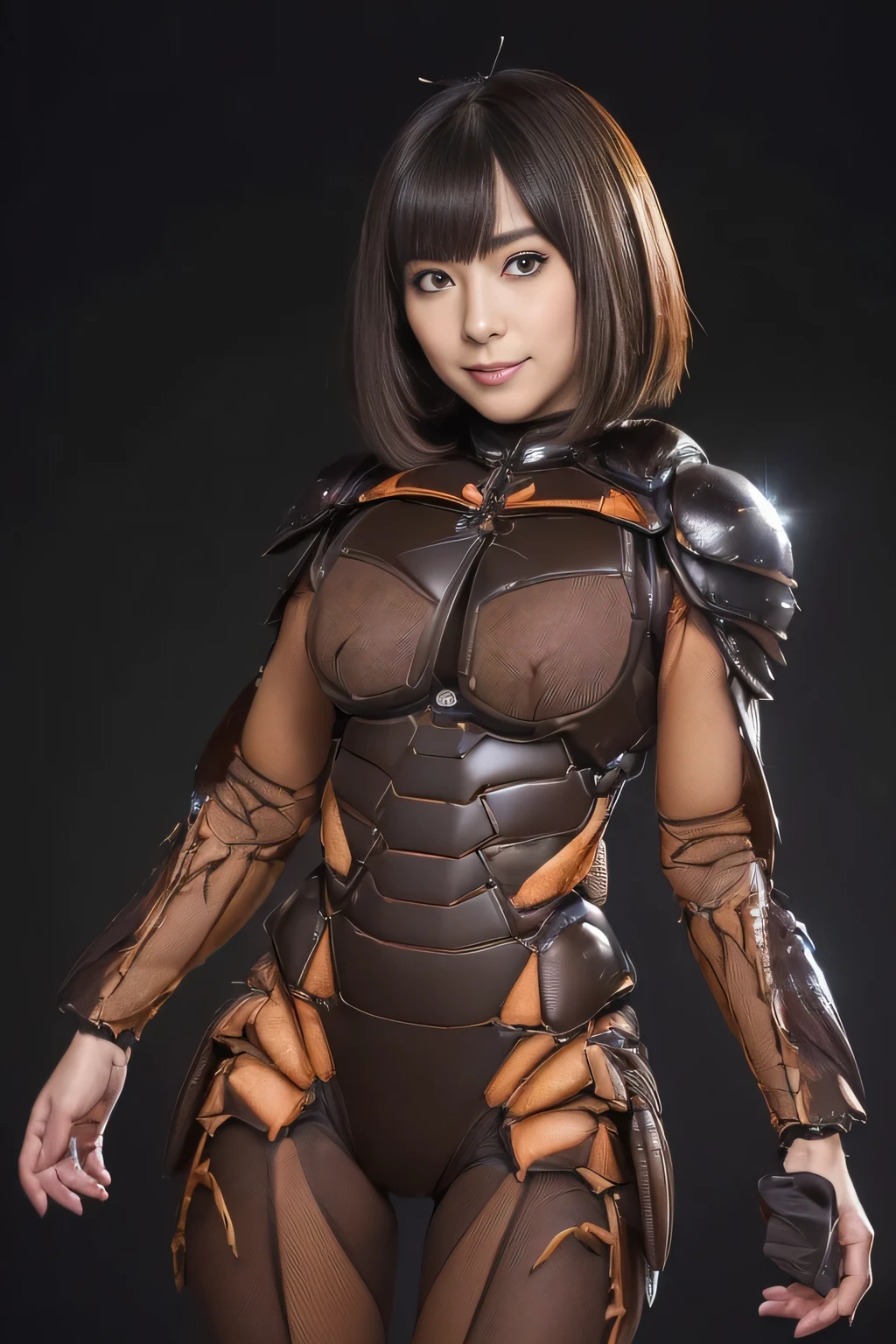 (high resolution,masterpiece,best quality,extremely detailed CG, anime, official art:1.4), realistic, photo, amazing fine details, all intricate, gloss and shiny,awesome many layers, 8k wall paper, 3d, sketch, kawaii, illustration,( solo:1.4), perfect female proportion,villainess, (fusion of dark brown cockroach and lady:1.4), (brown cockroach form lady:1.2), (brown cockroach lady:1.2), (fusion:1.2), (solo:1.4), (evil smile:1.2), muscular, abs, (cockroach brown exoskeleton bio insect suit:1.4), (cockroach brown exoskeleton bio insect armor:1.2), (brown transparency cockroach wing:1.4), (brown cockroach antennae:1.3),