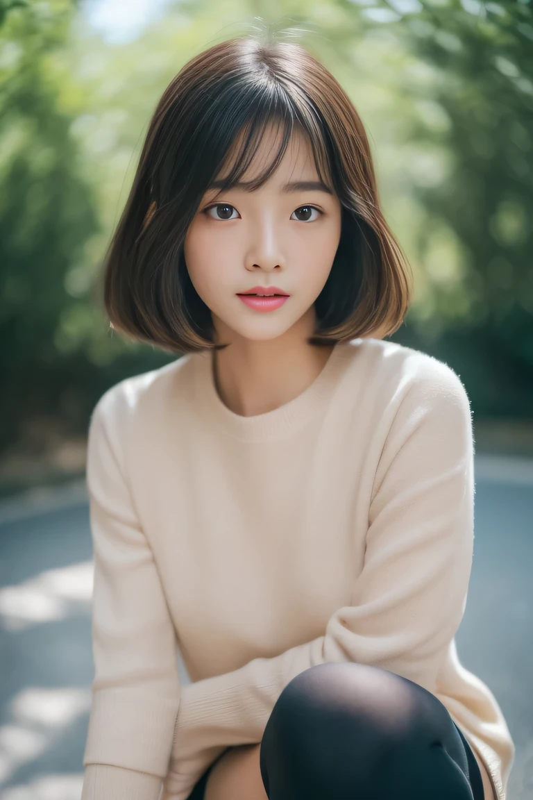 Japanese girl in tracksuit、solo、With very realistic skin、highly realistic photo、In Nara City、Dating Landscape、Photo Collection Girl、realisitic(reliable_absurderes,bulky_File size:1.37),(masterpiece:1.37),(Top Quality:1.37),(realisitic,Photorealcitic:1.2),Ray traching,photorealistic lighting,(illumination,Glow),((film grain:1.37)),(Exquisite details and textures:1.2),(in 8k resolution:1.2),(The ultra-detailliert:1.2),(Sharp Focus 1.2),(Raw-Photo:1.0),(ulzzang -6500-v1.1:1.2),(Beautiful detailed face、Beautiful detail eyes、 luminous eyes、long eyeslashes、blush of the nose:1.2)、mix4、JWY1,20d、A dark-haired、((((perfect anatomia))))、Viewer 1 Girl、solo、young face、a beauty girl、(Neat hairstyle)、upscale、(skiny:1.37)、(Other knee socks:1.2)、(Beauty slim legs:1.15)、(Cute face)、(Delicate natural skin、detailed skin texture、Delicate black hair)、Facial light、(Cinematic light)、lensflare、shade、front lit
