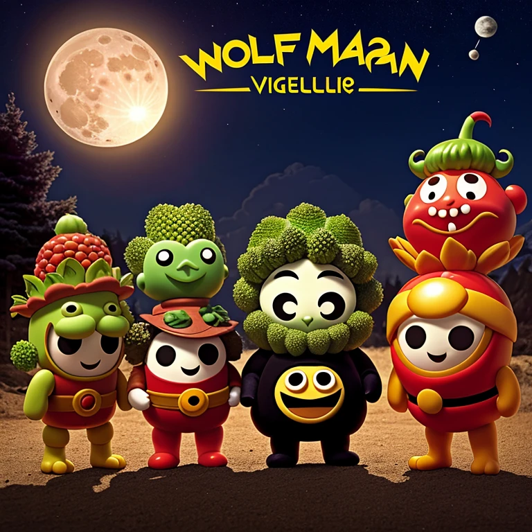 Wolf Man,full moon,Anpanman,Single vegetable character,Fighting Romanesco