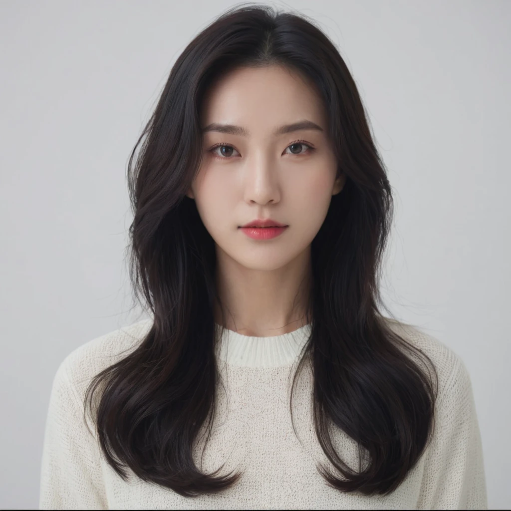 Best Quality, 8k, Masterpiece, (Portrait: 1.3), (photo realistic:1.4), (hyper realistic:1.4), Sharp Focus, looking at viewer, (smoother lighting:1.1), (increase cinematic lighting quality:0.9), realistic lighting, backlighting, light on face, ray trace, (brightening light:1.2), (Increase quality:1.4), sharp detail, (best quality real texture skin:1.4), finely detailed eyes, black_eyes, finely detailed face, 25 year old Korean woman, (white formal_shirt:1.4), (Create an image maintaining the original base model hairstyle:1.5)