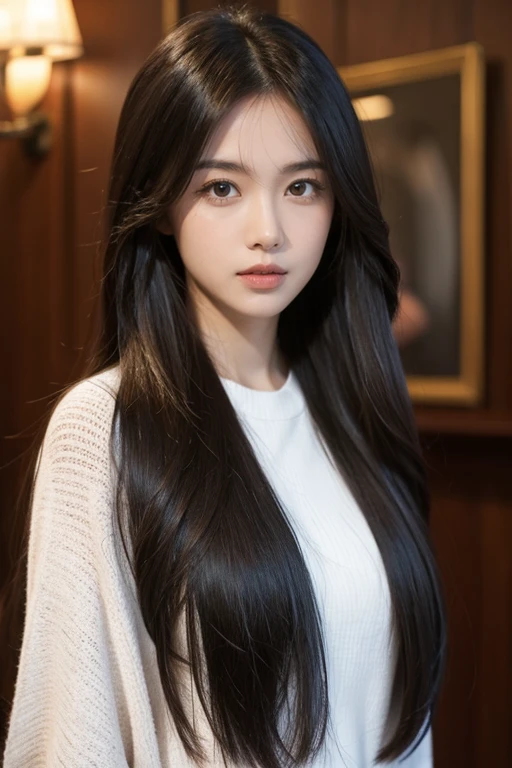 a woman with long hair
