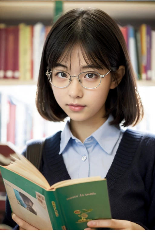 ((8K:1.27)、Highest quality、masterpiece、Ultra-high resolution:1.2)Photo Beautiful Japan woman(Comfortable:1.1) (shirt:1.21) grace、good、Gradient lighting、One Girl、Delicate skin、Brown eyes、(Short hair with bangs:1.2)、(The breasts are very large:1.0)、(middle breast wheel:0.8)、(Realistic:1.4)、(Highest quality:1.0)、(Ultra-high resolution:1.0)、8K、Raw photo、(masterpiece:0.2)、(Purelos Face_v1:0.5)、Listen carefully、Glasses、Wellington Glasses、Plaid Split Hem Bodycon Dress、 Round neck、Multicolor、Physically healthy、Excited expression、Red cheeks、What can I do for you?、Beautiful library、Large and bright library、I read a book、Research、desk、Sit on a chair、Read a book seriously、theme、I read a book、Tilt、Panty shot、panties、Futomo、Very large breasts、I read a book、My eyes are drawn to the book、