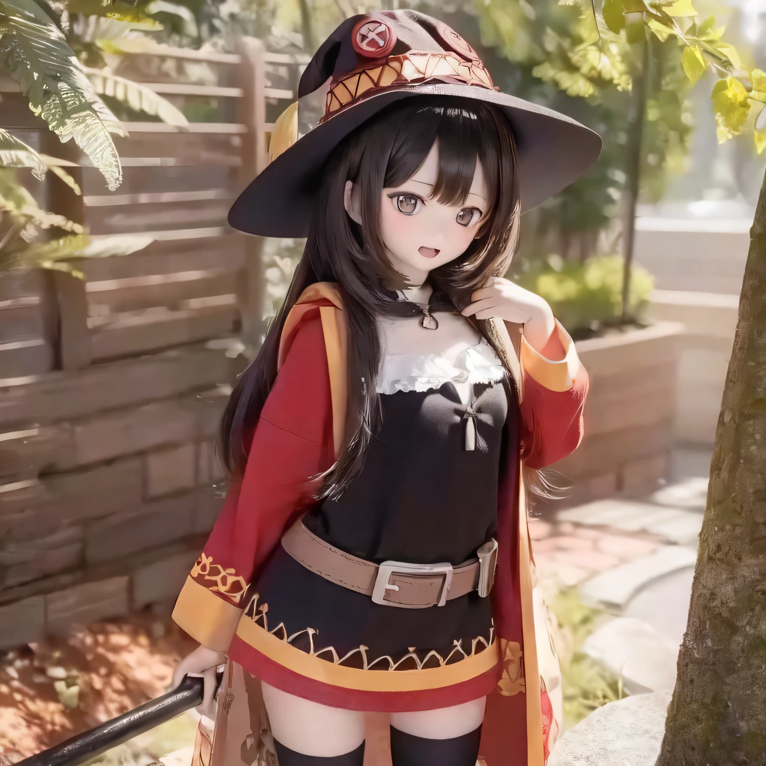 Chibi Contrapposto Big Hat Flat Chest Megumin Girl Photorealistic