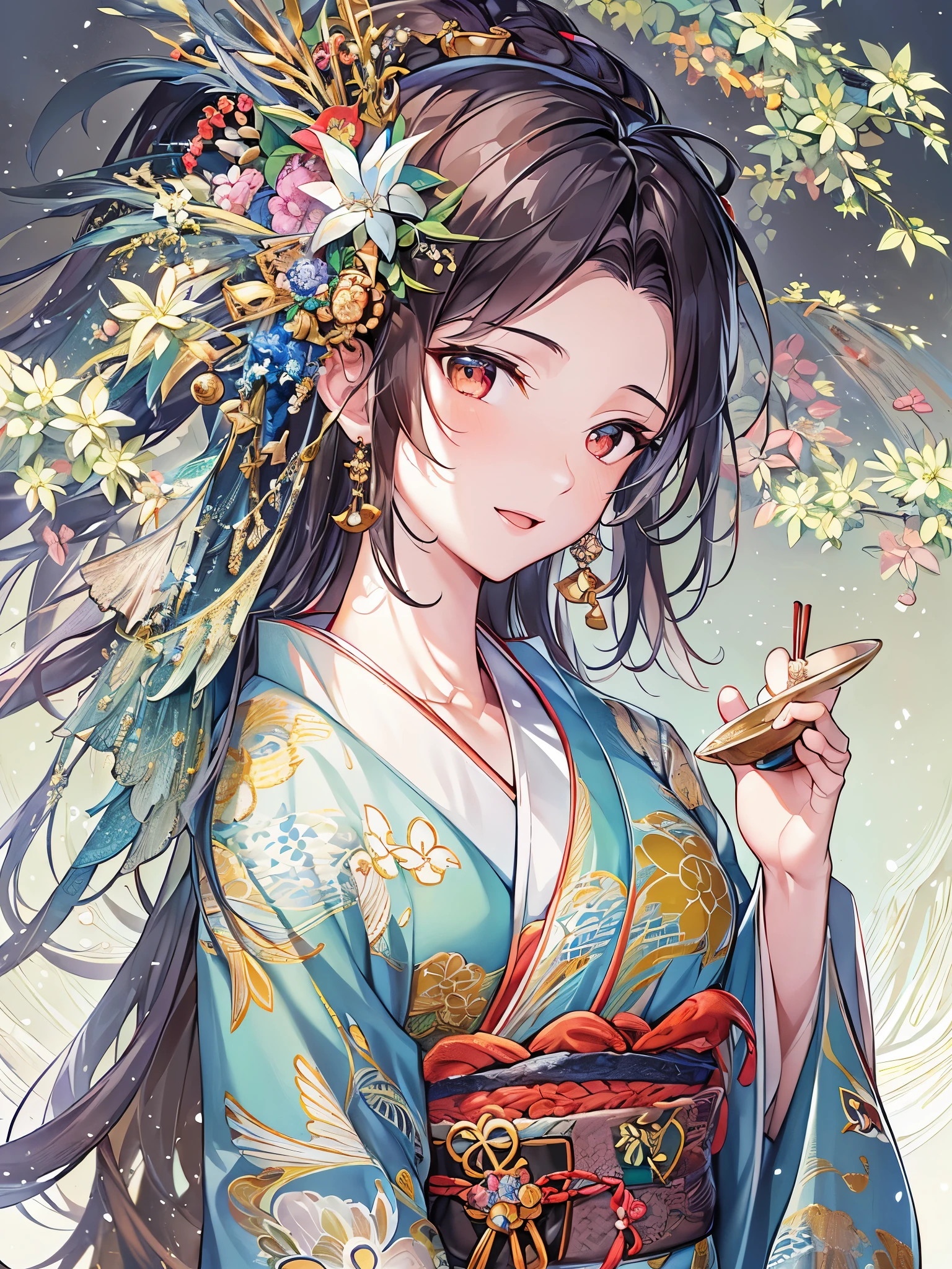 ((highest quality)),(Ultra-high resolution),(Very detailed),(Detailed Description),((The best CG)),(A masterpiece),Ultra-detailed art,Amazing painting art,(Japanese art, precisely rendered down to the smallest detail:1.5),Heian Emaki:1.7, (1 female:1.6),court poet:1.5,A kind smile:1.6, (A beautifully detailed 12-height:1.8), incense burner:1.4,