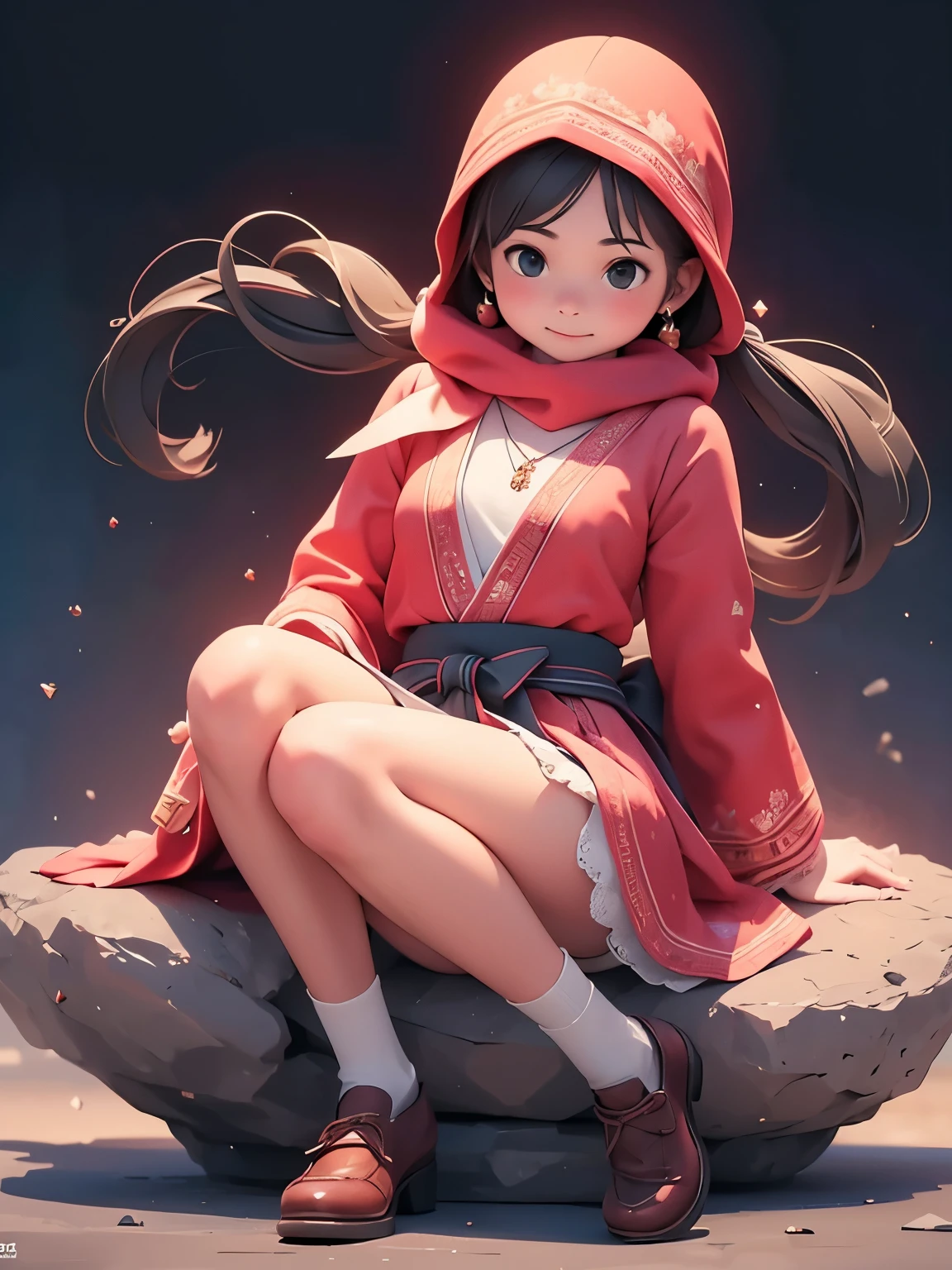 (masterpiece、highest quality、highest quality、Official Art、Beautiful and beautiful:1.2)、(One girl:1.3)Hatsune Miku、Twin tails,Big Breasts,((SFW: 1.4)), (SFW,She is wearing a long white embroidered skirt., Red blouse with lace, A white apron is tied around her waist, Red socks, Brown leather shoes. She has a red scarf wrapped around her head. Her accessories include a necklace., Earrings, bracelet, 1 girl)), Ultra-high resolution, (Realistic: 1.4), RAW Photos, highest quality, (photoRealistic stick), concentrated, Soft Light, (()), ((Japanese)), (((Young Face))), (surface), (Depth of written boundary), masterpiece, (photoRealistic), woman , bangs, ((1 girl))