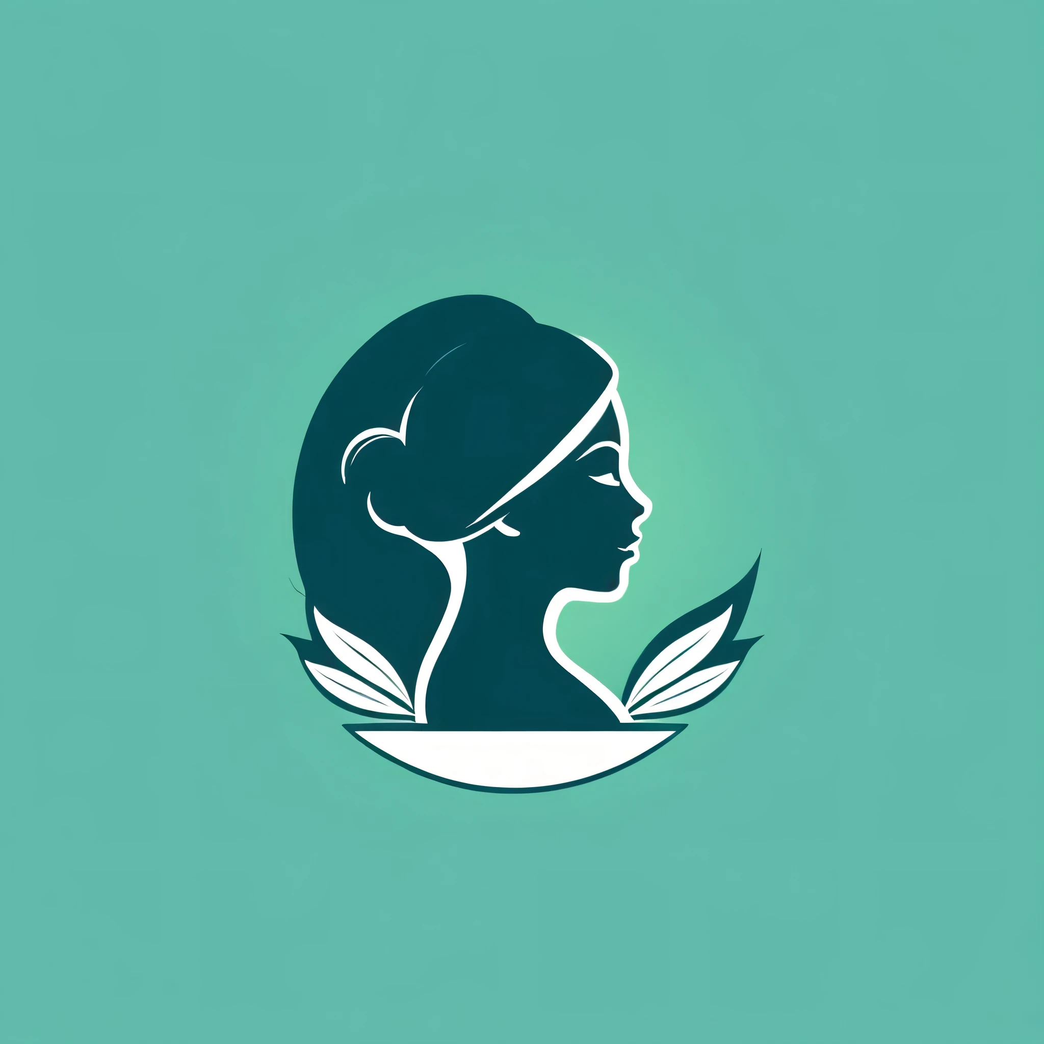 a silhoutte of a spa logo, flat color, lower details, masterpiece, leaves