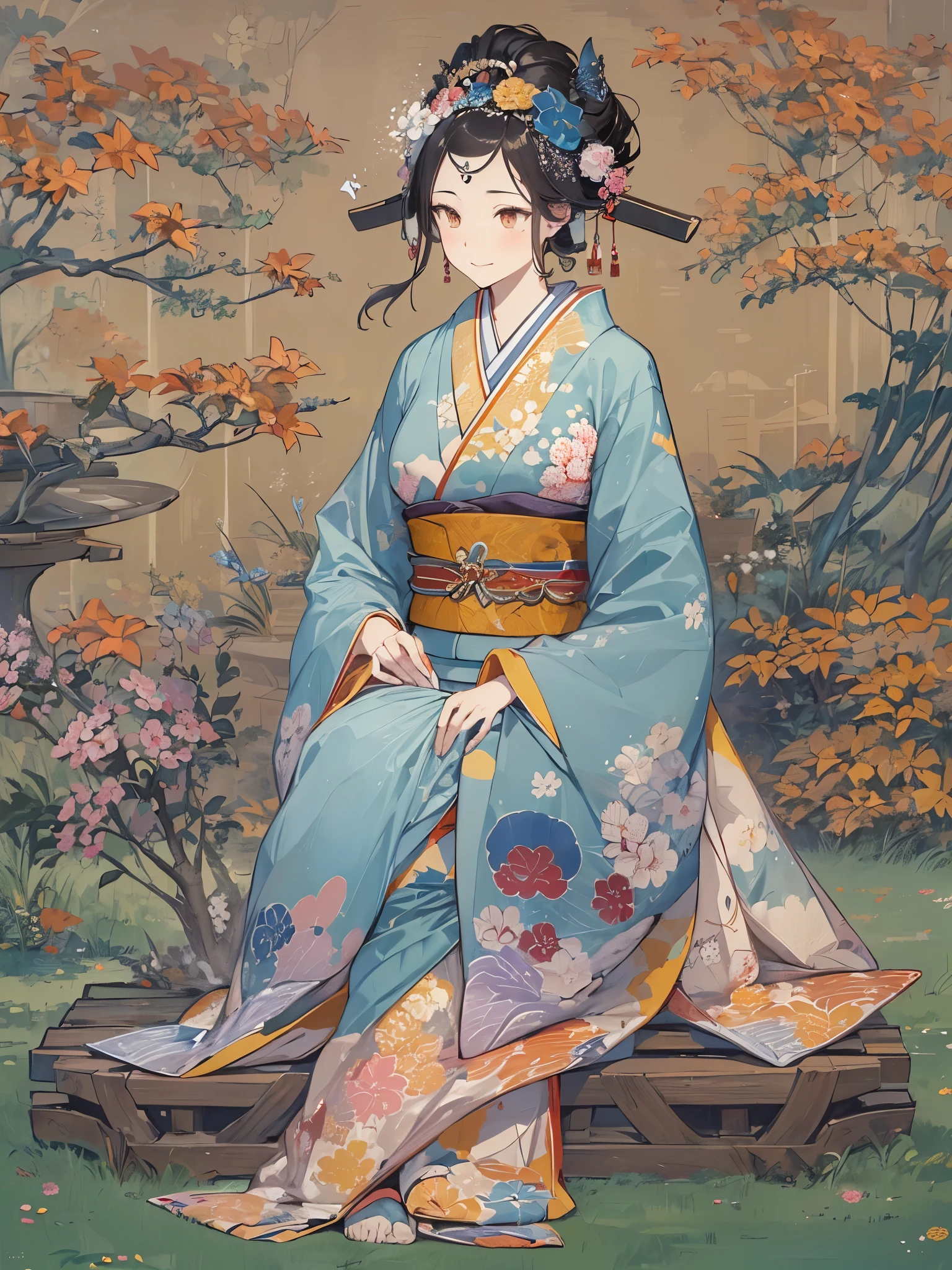 ((highest quality)),(Ultra-high resolution),(Very detailed),(Detailed Description),((The best CG)),(A masterpiece),Ultra-detailed art,Amazing painting art,(Japanese art, precisely rendered down to the smallest detail:1.5),Heian Emaki:1.7, (1 female:1.6),court poet:1.5,A kind smile:1.6, (A beautifully detailed 12-height:1.8), incense burner:1.4,