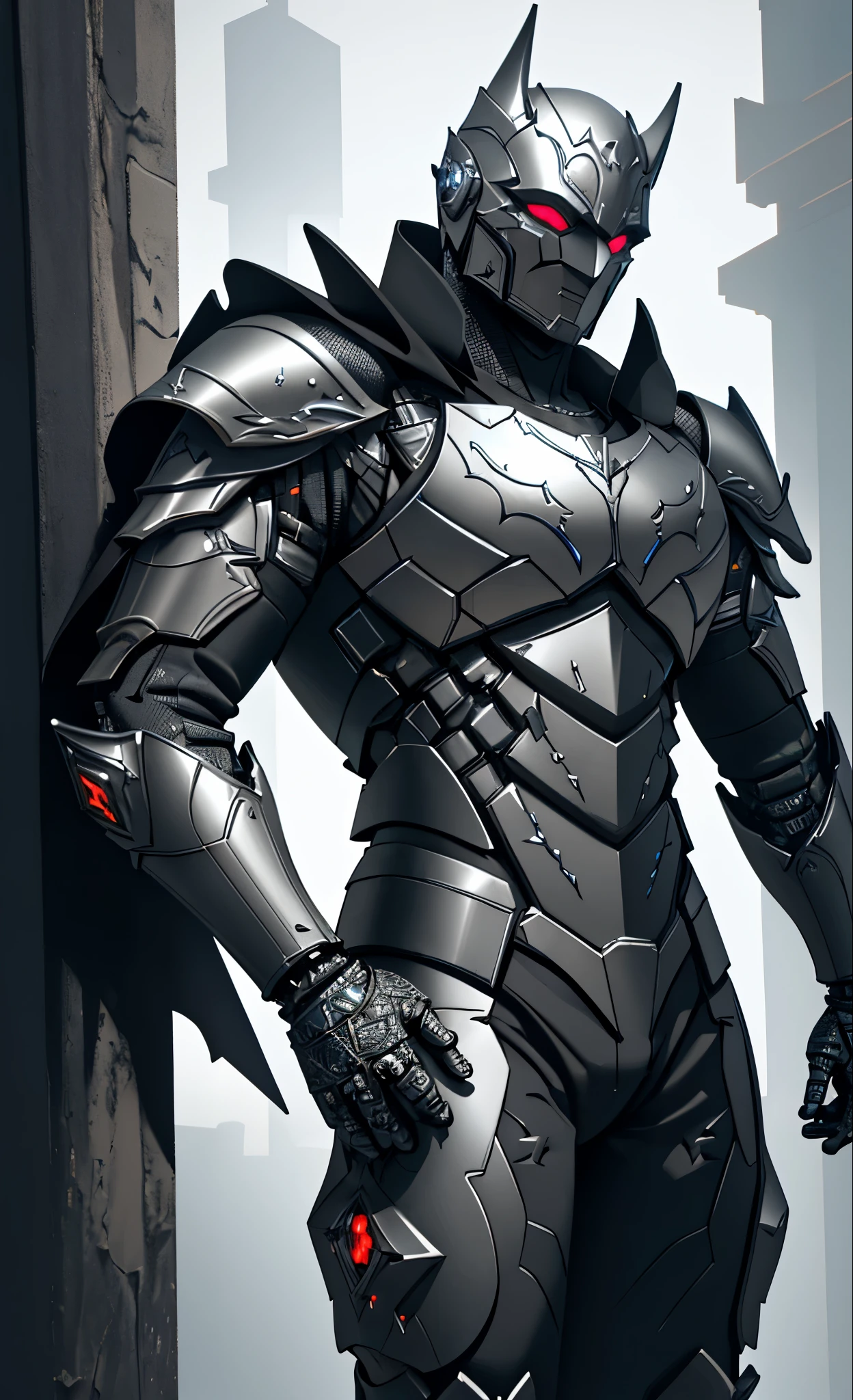 3d render of a highly detailed [Batman|Cyborg] wearing cybernetics and intricate detail armor with armored plates, hdr, 8k, subsurface scattering, specular light, highres, octane render, ray traced