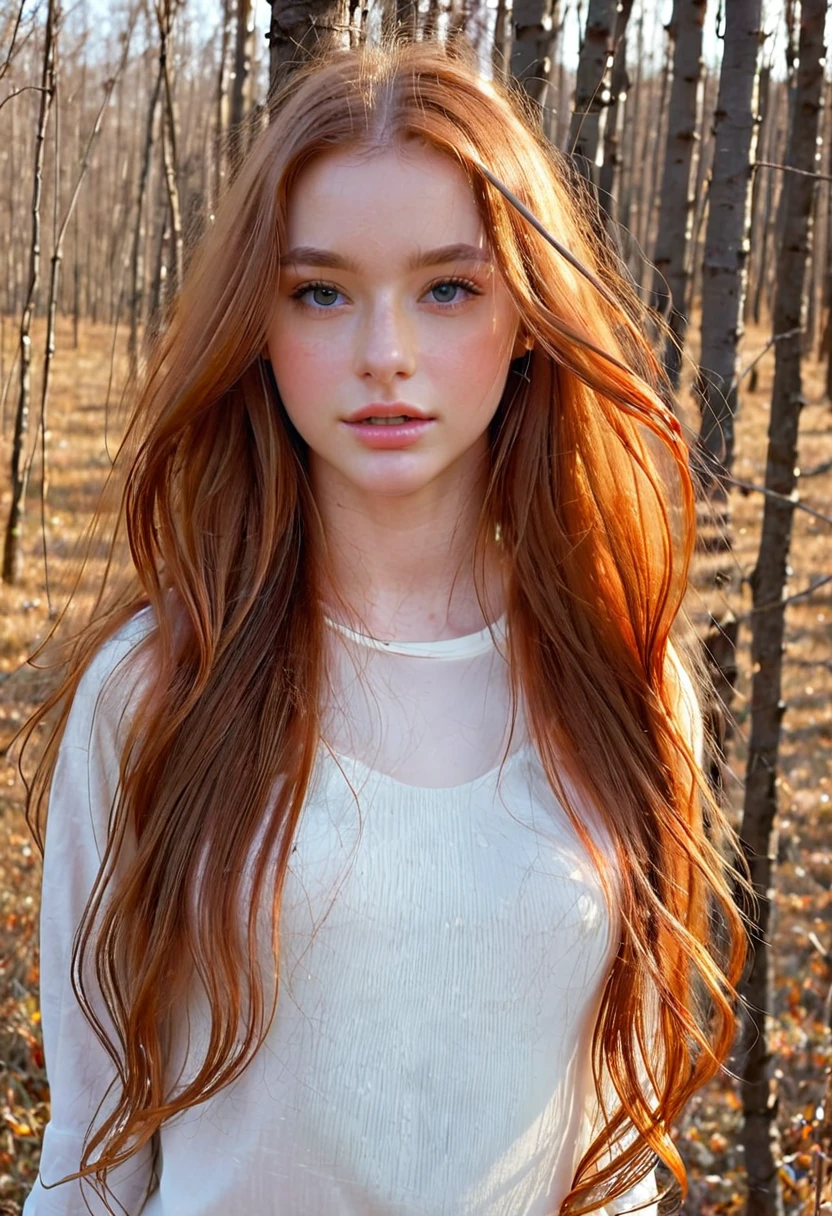 solo, very detailed, detailed face, very long hair, picture of a beautiful young woman, dasha_taran, sfw, ((natural orange hair)), beautiful natural blue eyes, High Definition RAW Photography, 16k photography, (full body), standing, delicate facial features, pretty face, detailed full body, visible from head to toe, zoomed out full body photography, detailed natural background, perfect body, athletic body