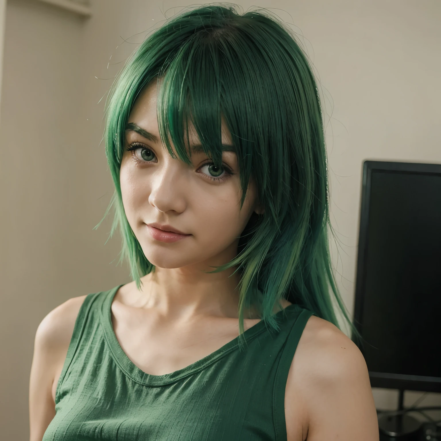 Anime girl with green hair