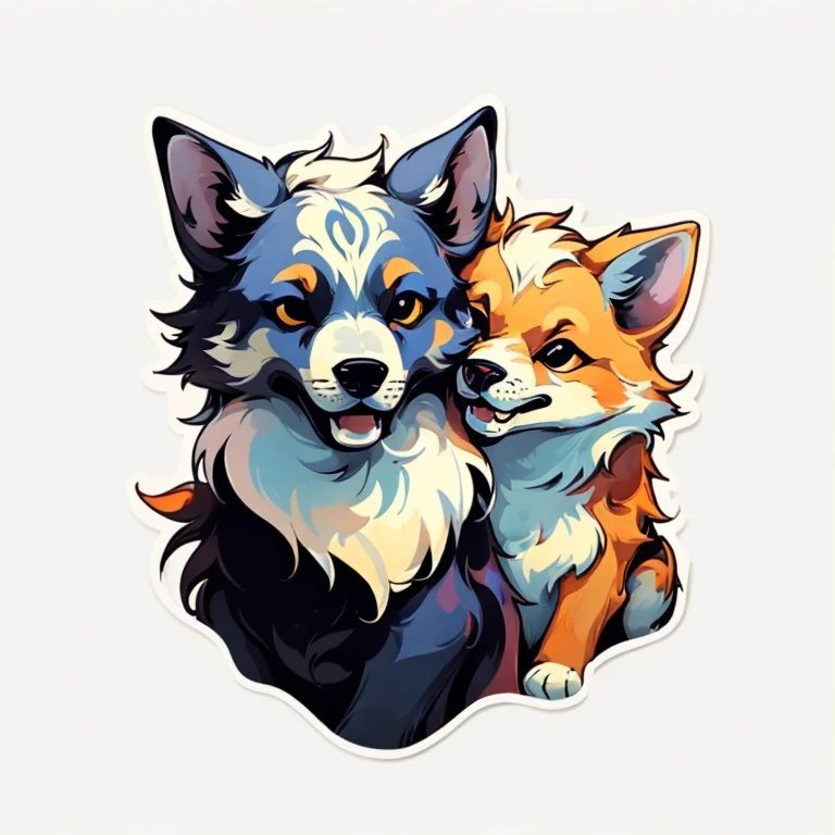 (highest quality, masterpiece:1.2), beautiful, Detailed wolf portrait, Simple Background, Stickers