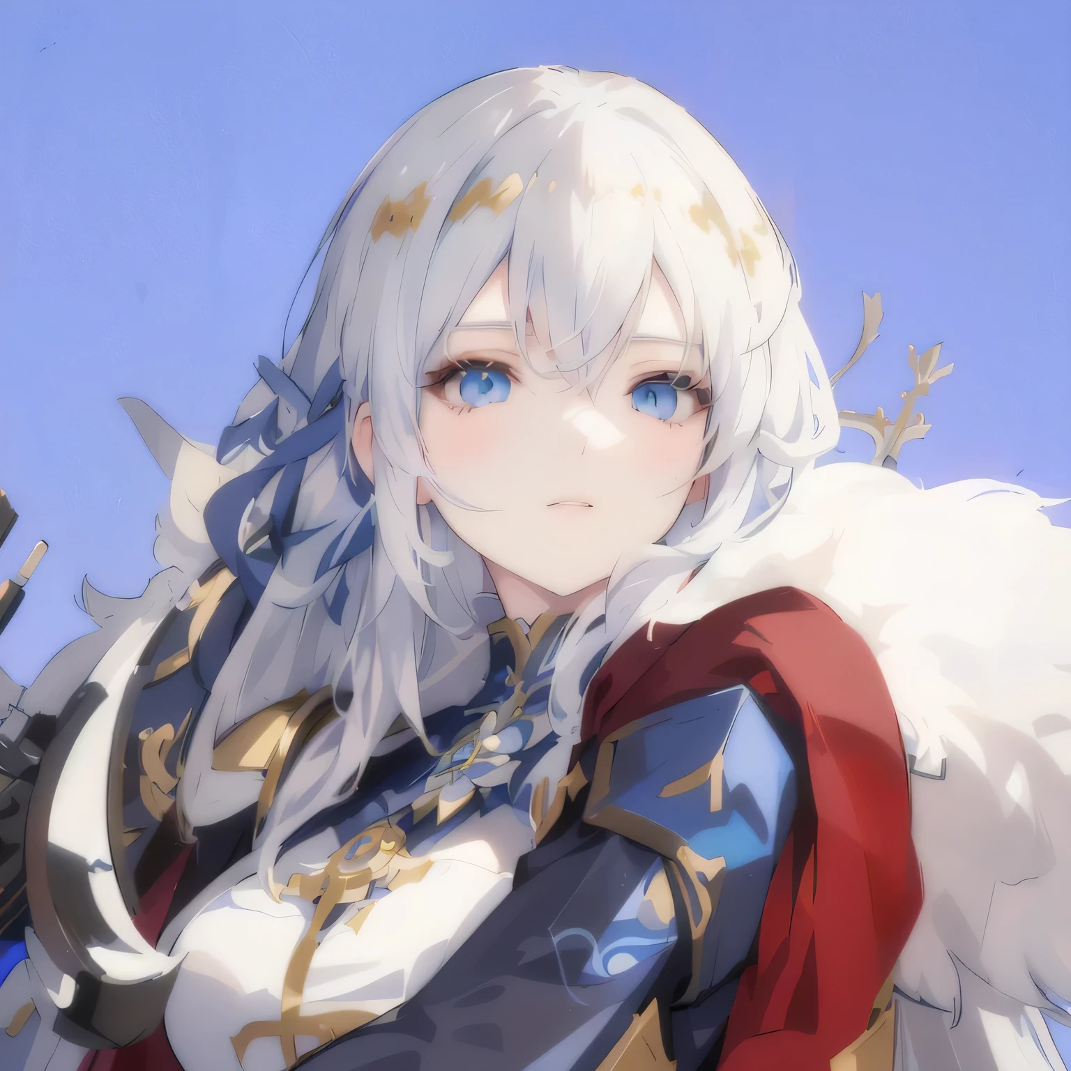 Anime style image of woman with white hair and blue eyes, Portrait of zodiac girl knight, Portrait of anime heroine, Sharp RPG portraits, Detailed digital anime art, Guweiz on Artstation Pixiv, White-haired deity, Guweiz on Pixiv ArtStation, Detailed anime character art, Ash, portrait of female paladin