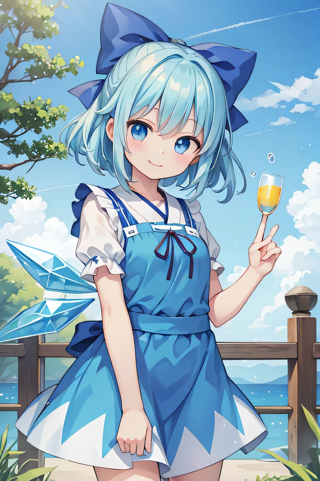 highest quality、Cirno、Oriental Project、smile