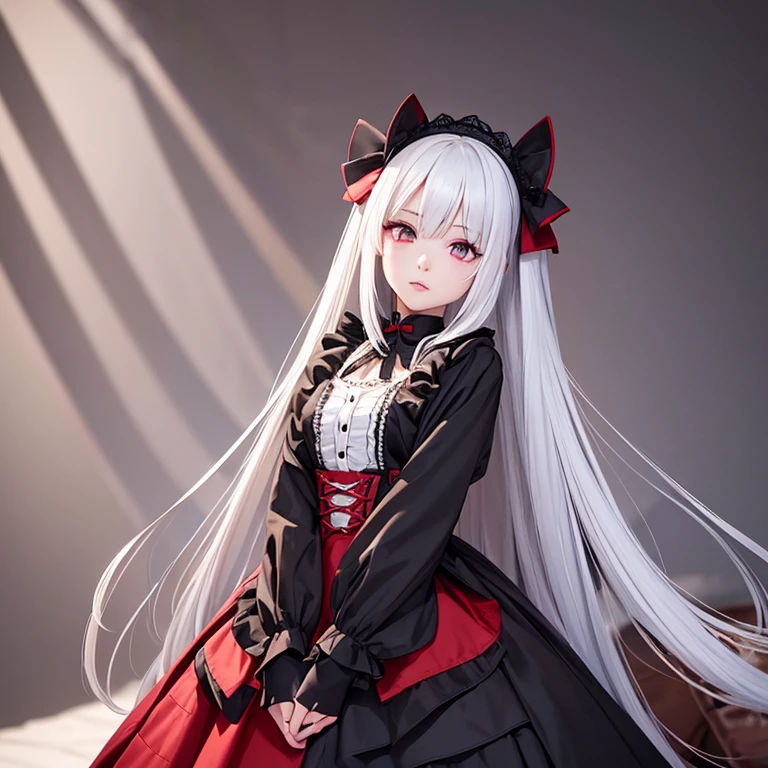 {{{{masterpiece}}}}, {{{Super detailed}}}, {{{high resolution}}}, {{Good anatomy}}, (((best quality))), ((Extremely exquisite and beautiful)), {{Extremely detailed and refined}}, {8k cg wallpaper}, {{Implications}},masterpiece,highest quality,black,White hair and red eyes anime girl, Gothic Lolita Clothes,Kishi Ganku's character portrait,Slender legs, PIXIV, New line plus,Legs open,Legs open,Legs open, Off-shoulder,Short skirt,White hair deity, White hair, White hair, white hair girl, perfect White hair girl, White hair lady, Silver Haired, Silver Hair (Ponytail), Silver Hair girl, girl Silver Hair, White hair美女,Bloom breasts, ((big round breasts: 0.9)), ((Super tight breasts: 1.2)), ((Breast enlargement: 0.8)), Beautiful breasts, Hydrated skin, Visible areola,Beautiful and aesthetic:1.2),
