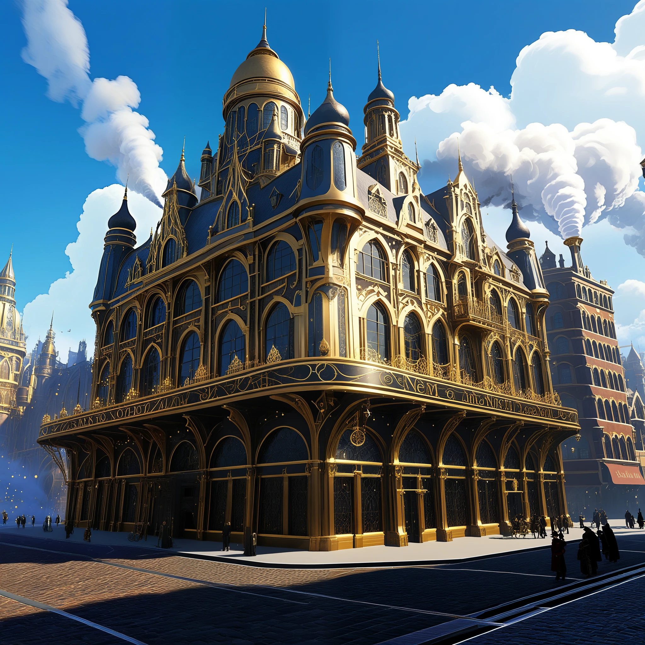 Enter a realm where steam-powered wonders and AI mastery converge, shaping a cityscape of enchanting complexity and charm.