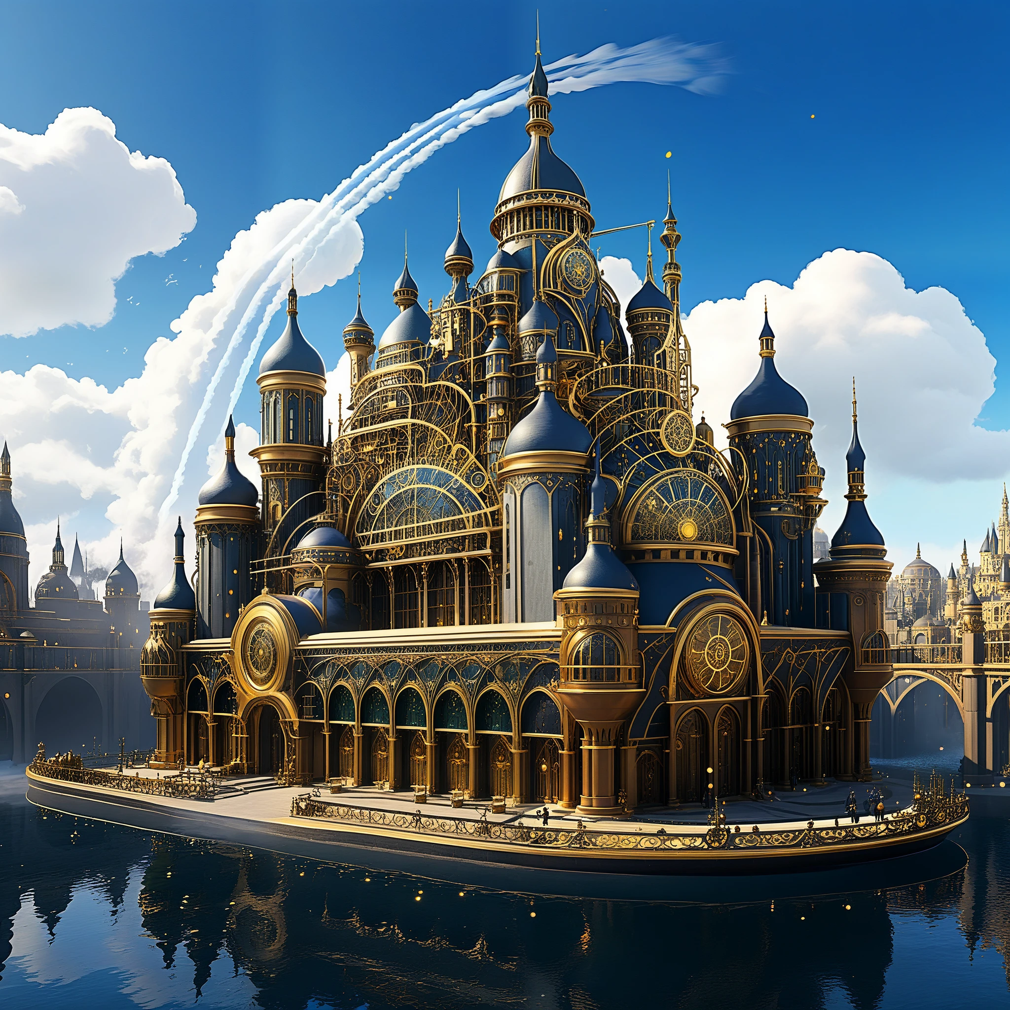 Enter a realm where steam-powered wonders and AI mastery converge, shaping a cityscape of enchanting complexity and charm.