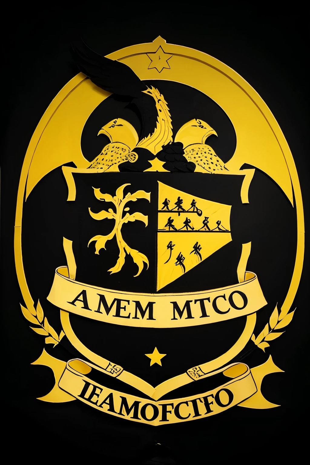 Escudo llamado Atco Noteflipes amarillo y negro