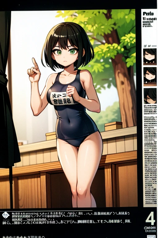 ((highest quality))、((masterpiece))、(detailed)、Perfect Face、One Punch Man、fubuki、Large Breasts、School Swimsuit、（Lewd）