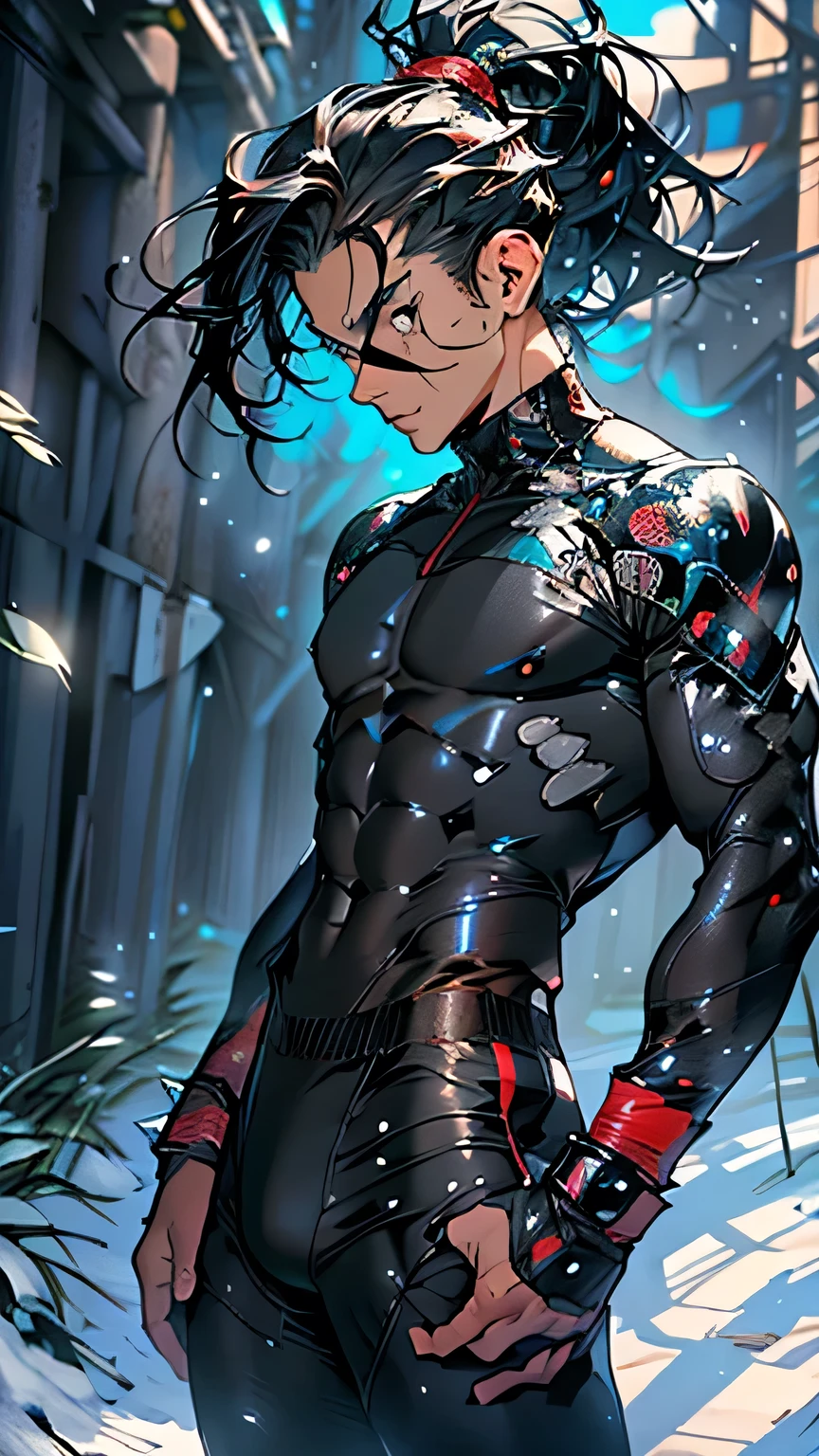 Ballet dancer in tight white tights, drops of sweat on the skin, muscular young man, large bulge, protruding codpiece 1,(1boy:1.5),-yeld:1.eenager,femboy,Libido boy,Female physiognomy,(warrior), little boy,(((little bokid,kid only,,1,malender))), (black hair:1.5,((spiky black hair with ponytail))),(((brown_eyes:1.3))),intricate eyes,beautiful detailed eyes,symmetrical eyes,big eyes:1.5,child's chest,((kid body,a little chubby,good anatomy,accurate body proportions,detailed shota body for young boy:1.3,perfect anatomy))), serious and thoughtful man,(nsfw),cute, ((gray revealing armor)),(red tights),(light armored armor on his chest and shoulders),((bright red panties),((revealing clothing:1.5,show skin:1.5)),(tiny bulge on panties),(((intricate outfit,intricate clothes))), (dynamic pose:1.0),embarrassed,(centered,scale to fit dimensions,Rule of thirds), ((snowy pine forest at night)),with dark stormy clouds,winter,scenery:1.25, (Glossy winter ornaments),highres,sharp focus,(ultra detailed,extremely detailed),(photorealistic artwork:1.37),(extremely detailed CG unity 8k wallpaper),(((vibrant colors,vibrant theme))),(intricate),(masterpiece),(best quality),