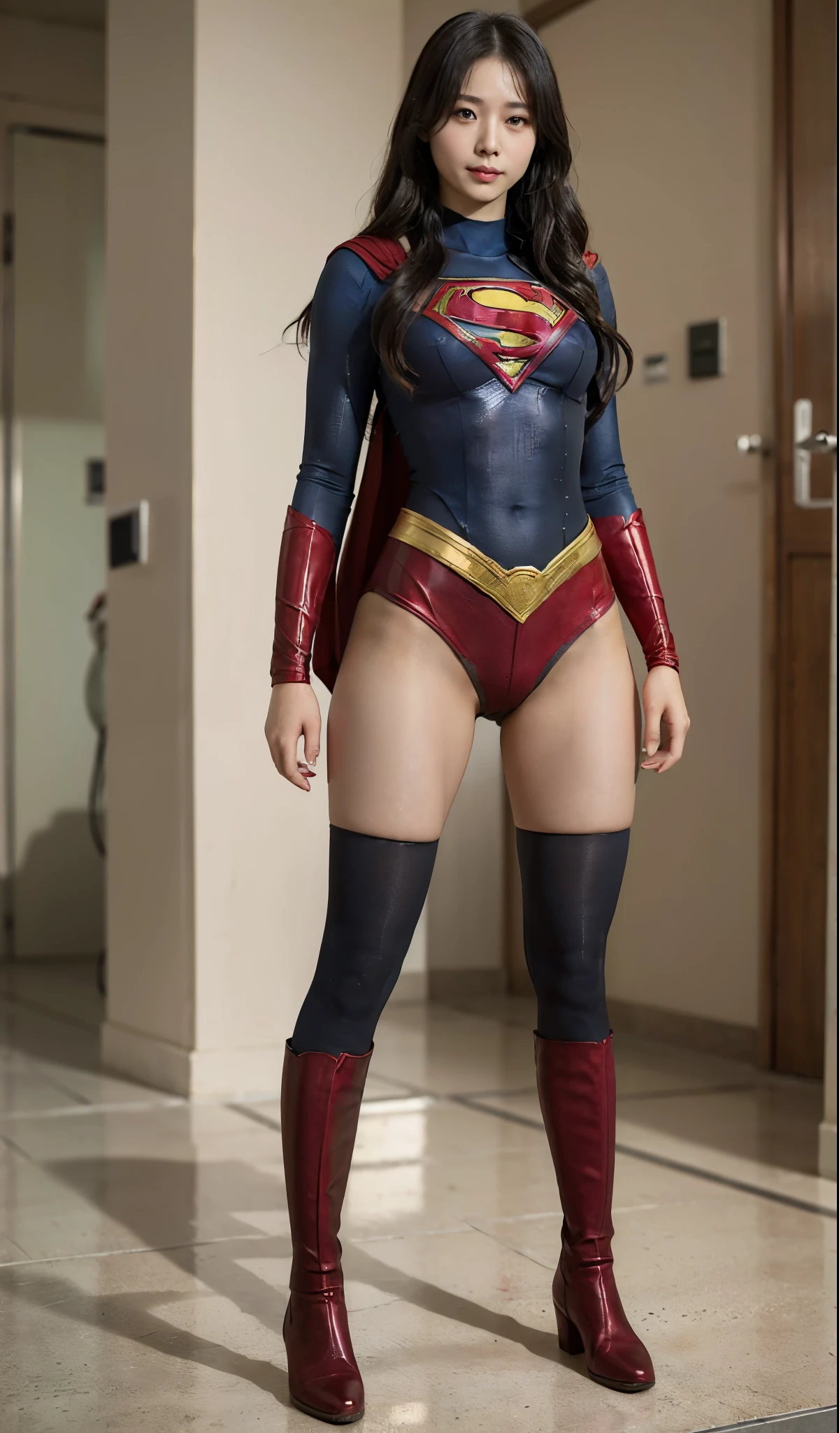 No background、(((Sweating profusely))).(((Beautiful legs in black tights.)))、(((Legally express the beauty of your smile)))、((((Make the most of your original images)))、(((体にぴったりフィットするSupergirl Costume)))、(((Supergirl Costume)))、(((short and beautiful hair)))、(((suffering)))、(((Please wear black tights....、Wear red boots)))、((Best image quality、8K))、((Highest quality、8K、masterpiece:1.3))、(((Preserve background )))、Sharp focus:1.2、Beautiful woman with perfect figure:1.4、Slim Abs:1.2、Wet body:1.5、Highly detailed face and skin texture、8K